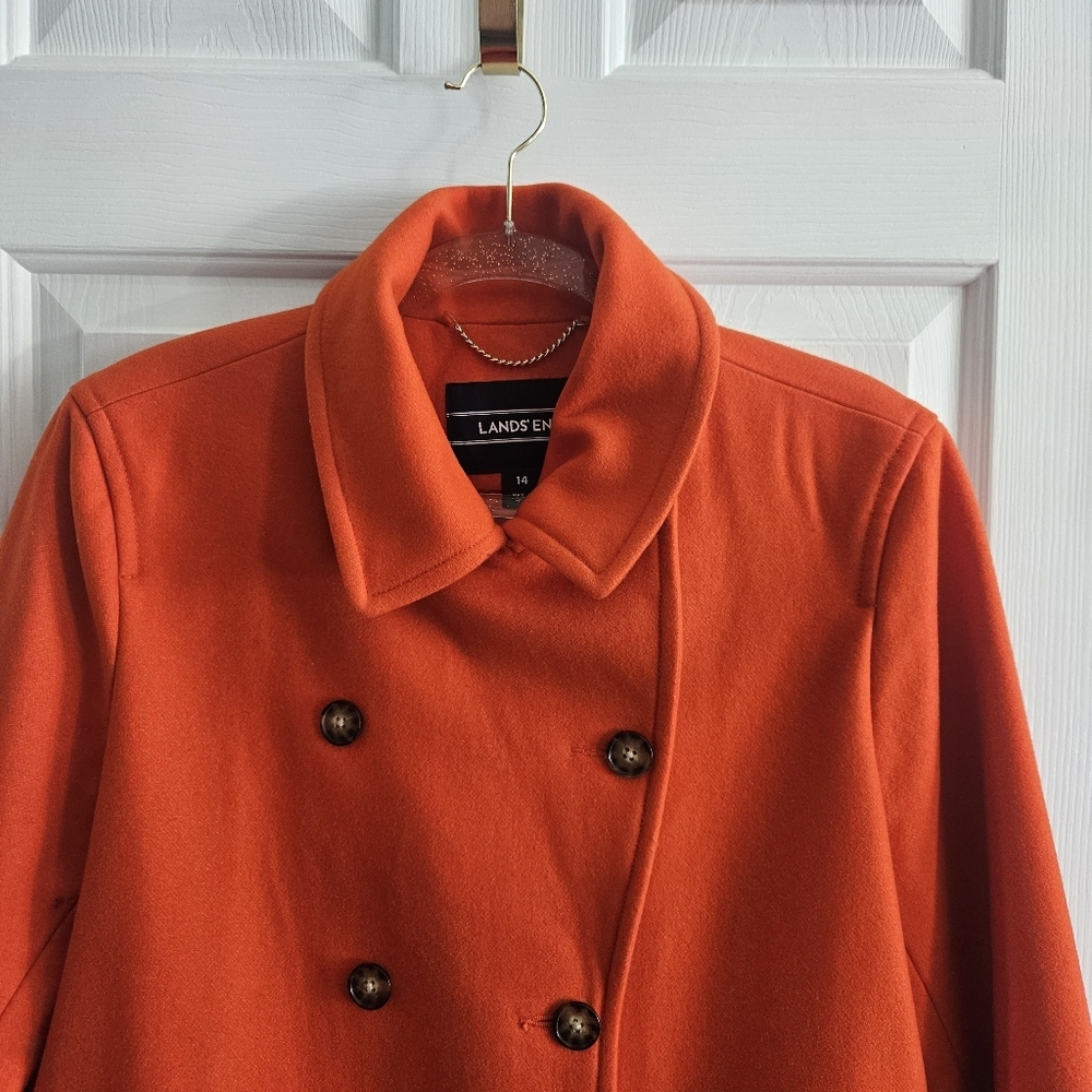 NWOT Lands End Insulated Double Breasted Wool Coat - Picture 7 of 13